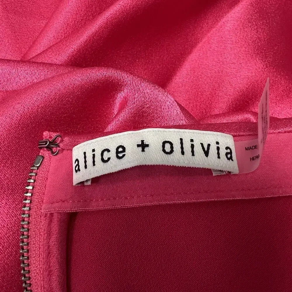 Alice and Olivia Rosa Slip Skirt  Pink Asymmetric Feminine Satin Women's Size 10
